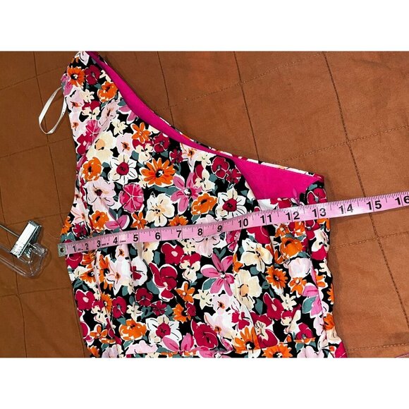 NWT Lulus Garden Pink Floral One-Shoulder Faux-Wrap Mini Dress Size XS womens - Picture 9 of 11
